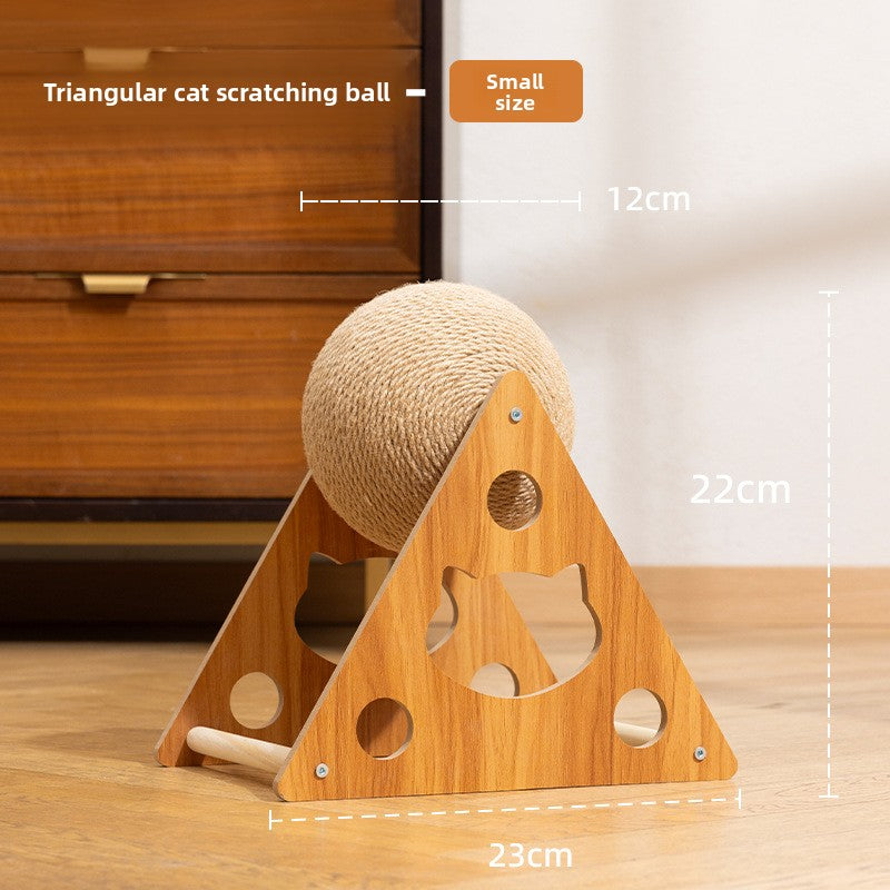 Sisal cat scratching ball on a wooden stand, photo 5 of 7
