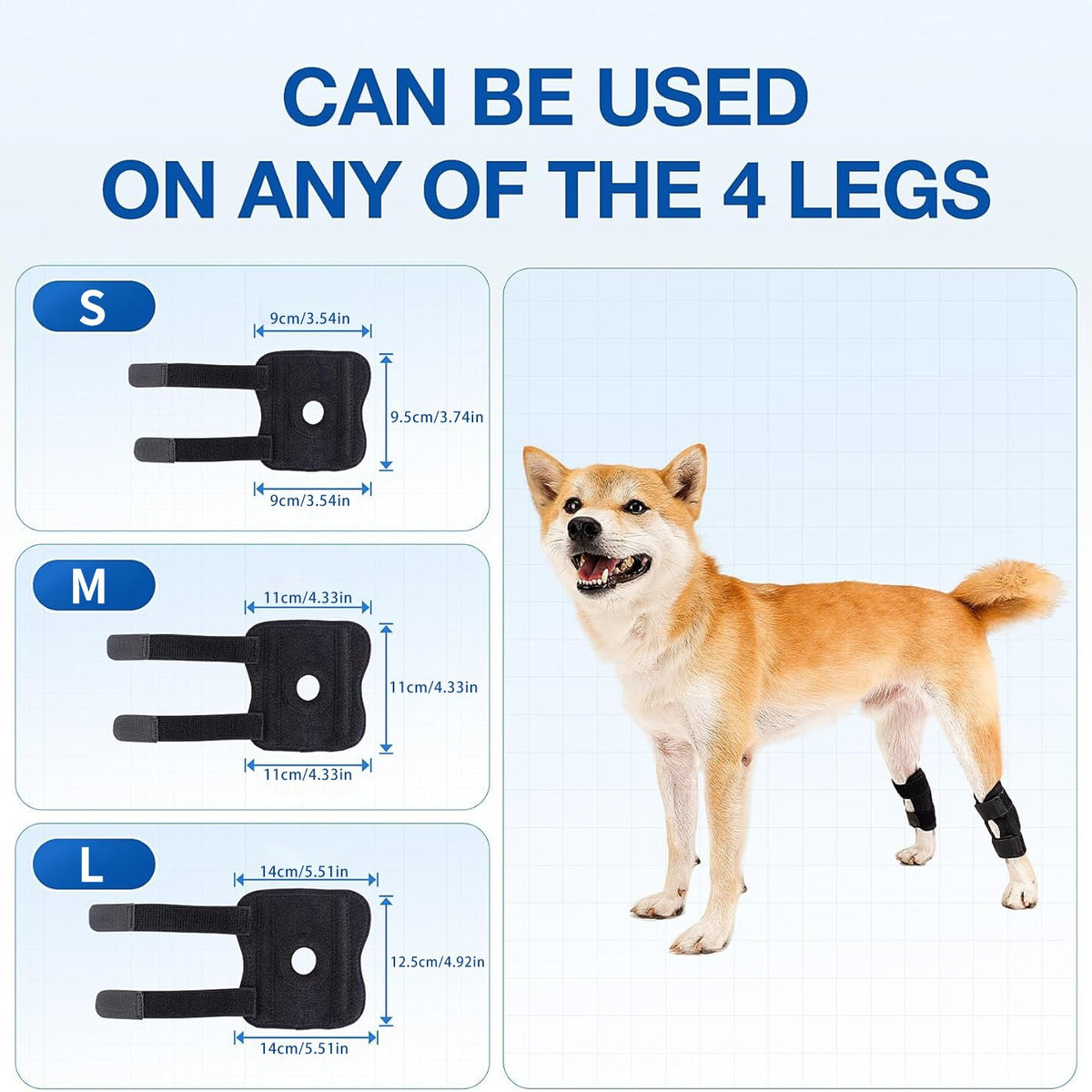 Protective black nylon dog knee sleeve for licking prevention in Black, in a home setting
