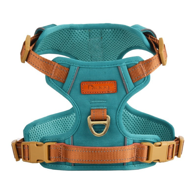 Retro leather look dog harness in brown on a small dog
