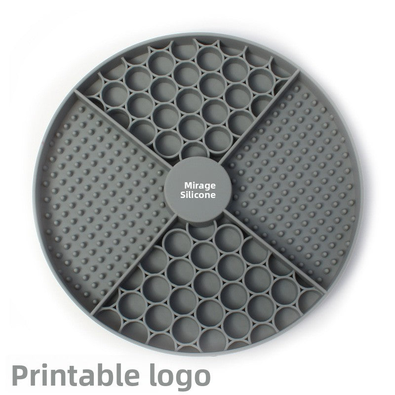 Round Silicone Pet Lick Pad with Suction Cup Base and Optional Scraper for Slow Feeding
