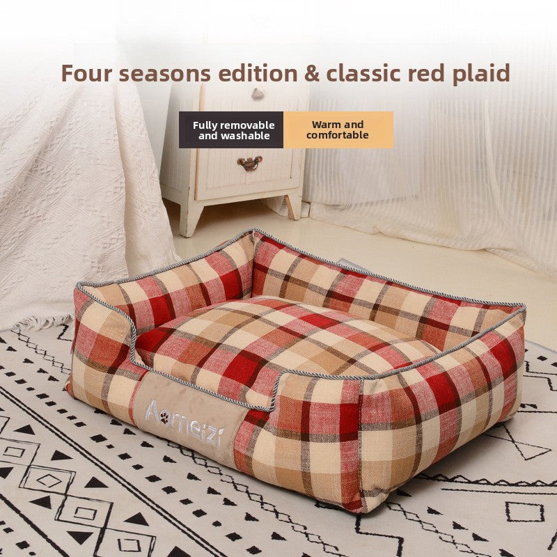 Check pattern pet nest bed with removable washable cover, photo 63 of 77