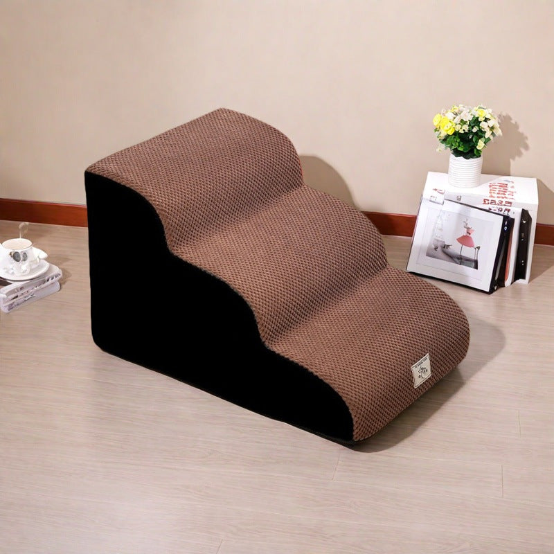 Grey foam pet stairs with non-slip washable cover, photo 2