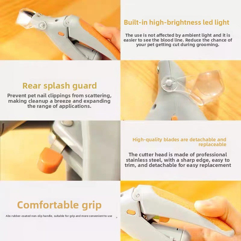 LED Pet Nail Clippers with Protective Guard for Cats and Dogs