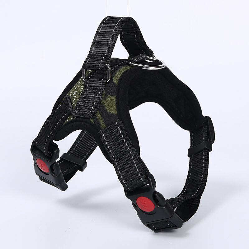 Breathable adjustable dog harness with reflective lead in Breathable Mesh Blue, showing size and shape