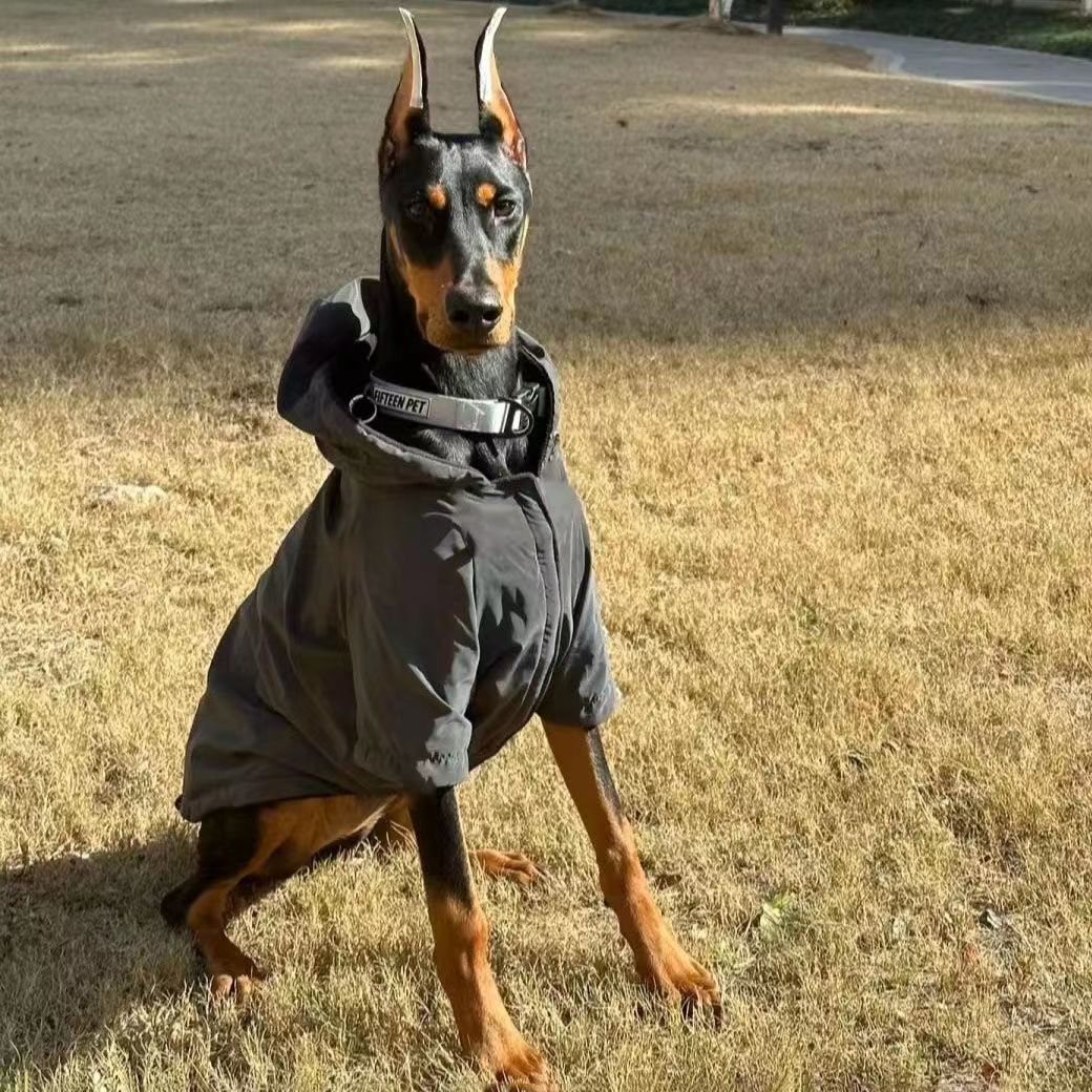 Black reflective hooded jacket for large dogs, in Black, sizes 3XL to 7XL, image 8