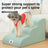 Small dog using non-slip foam steps to reach a sofa