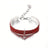 Rhinestone elastic pet collar with charm in Red Bone, in a home setting