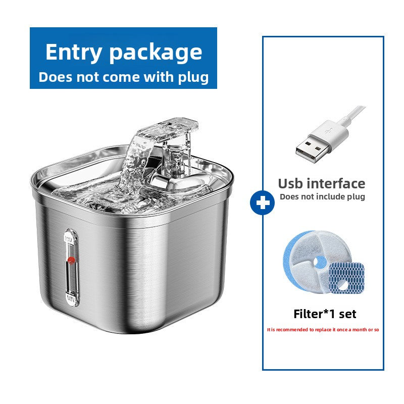 Touch-Free Stainless Steel Pet Water Fountain with Automatic Circulation and Filter