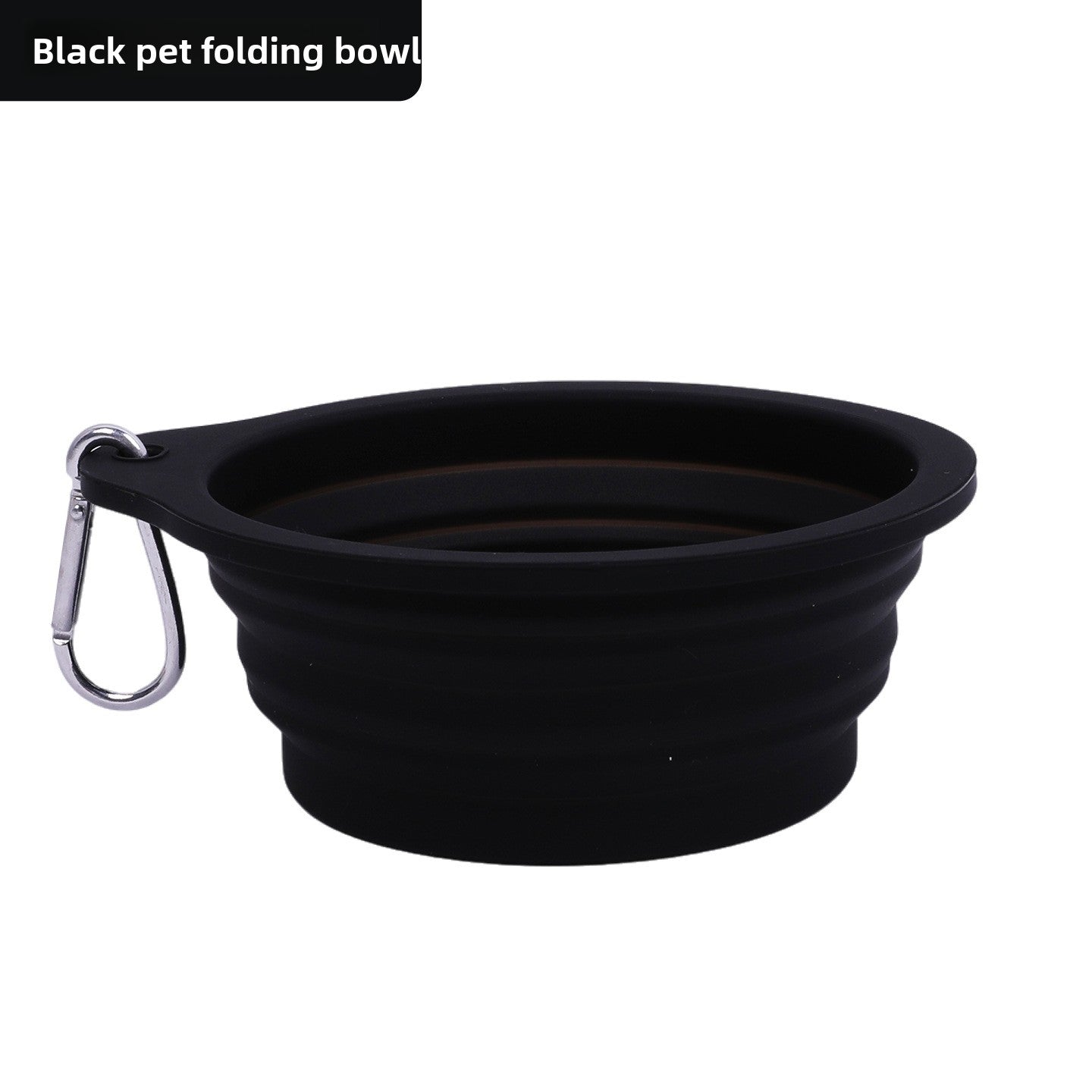 Foldable silicone pet bowl for dogs and cats in Black, top view