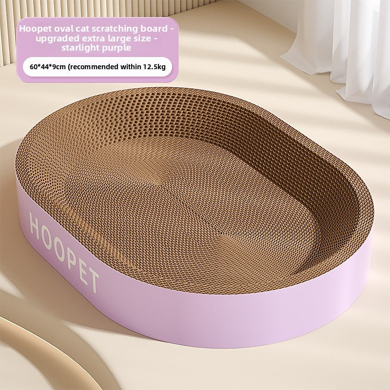 Oval corrugated cat scratching board bed in matcha green, view 8 of 11