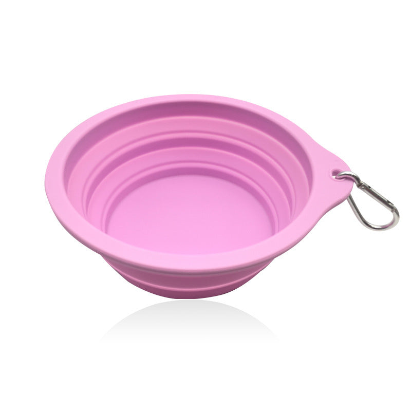 Outdoor Portable Folding Silicone Pet Bowl with Carabiner, 350ml and 650ml Sizes