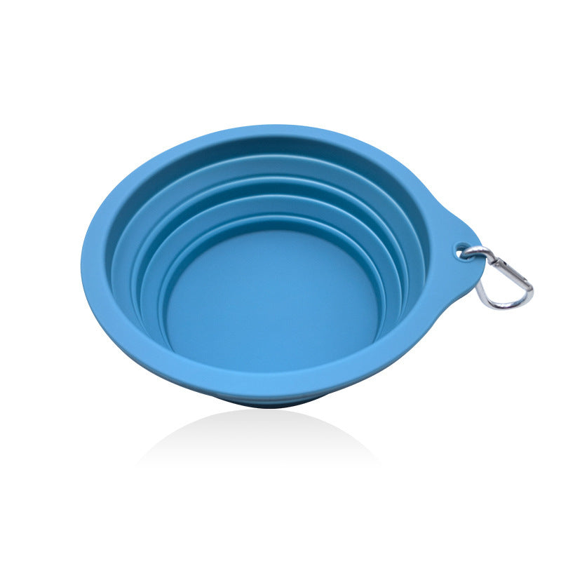 Outdoor Portable Folding Silicone Pet Bowl with Carabiner, 350ml and 650ml Sizes