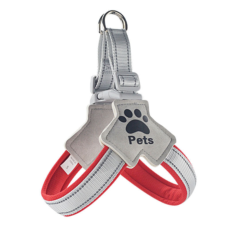 Reflective Y shape dog harness in sapphire blue with 1.5m lead