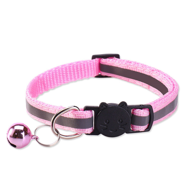 Reflective breakaway cat collar with bell in lake blue, view 6