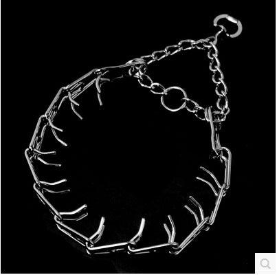 Detachable metal chain dog collar, close-up detail