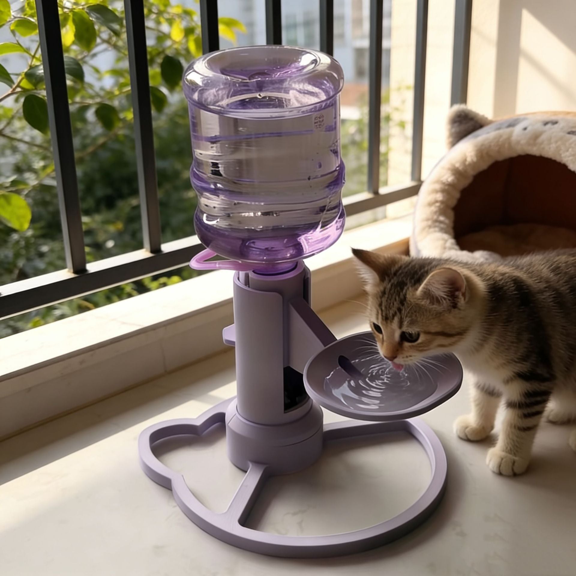 Gravity pet water dispenser bowl with anti-tip base, detail photo 4