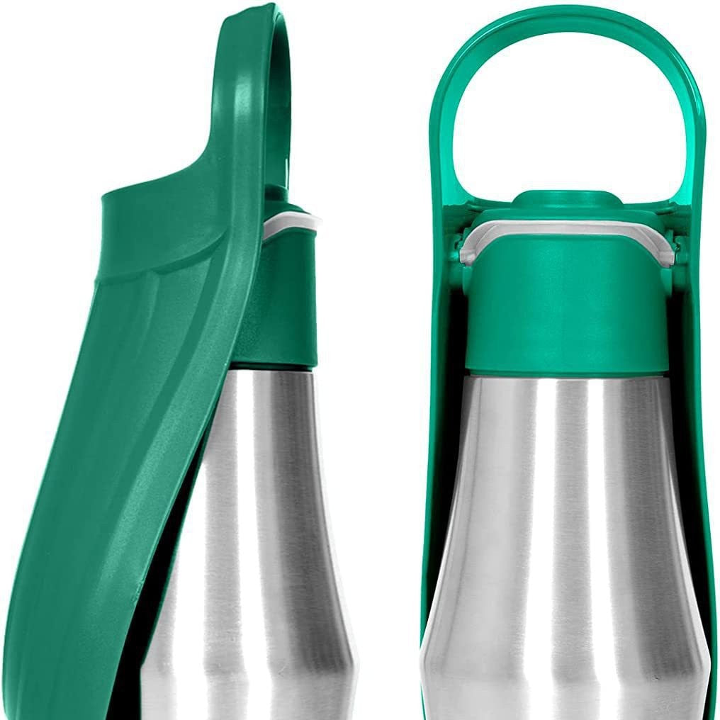 Insulated 750ml stainless steel dog water bottle with bowl, product image 7