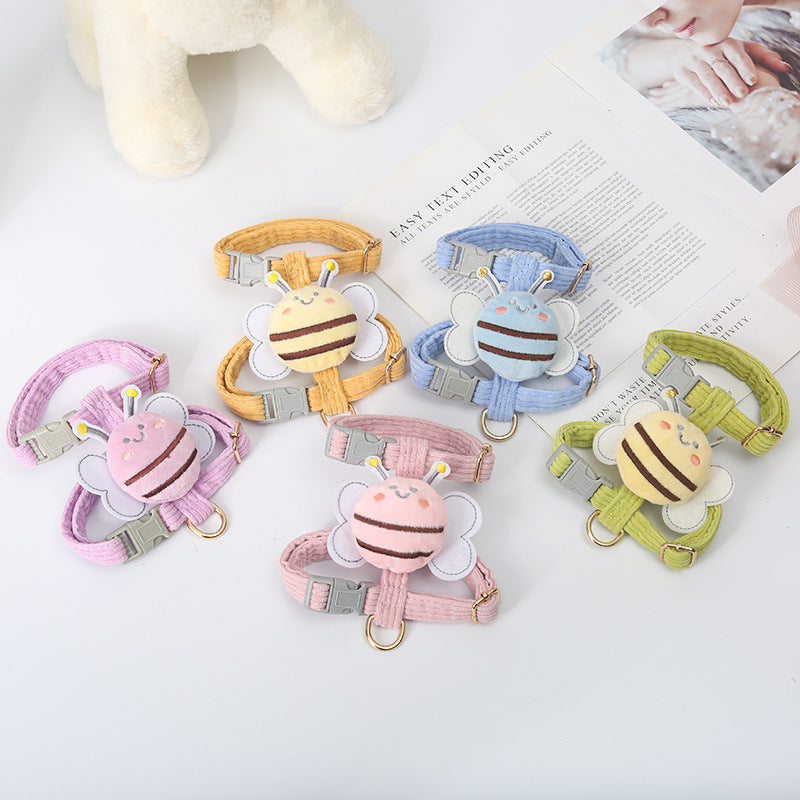 Cute bee print vest harness and lead on a puppy