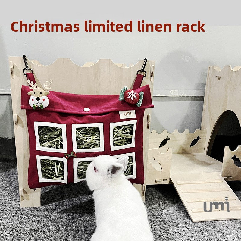 Hanging fabric hay feeder bag for rabbits and guinea pigs, view 15