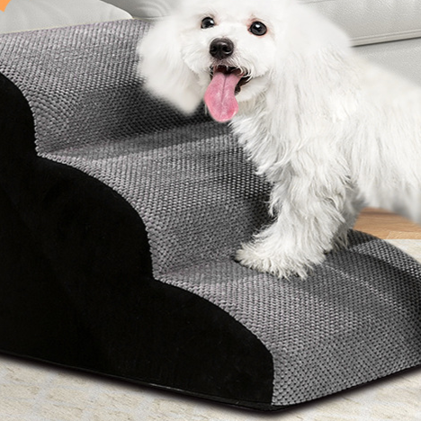 Pet ramp stairs with removable washable cover, shown in 27 colours and styles