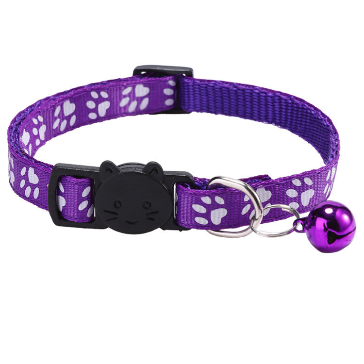 Colourful paw print cat collar with little bell, product image 17