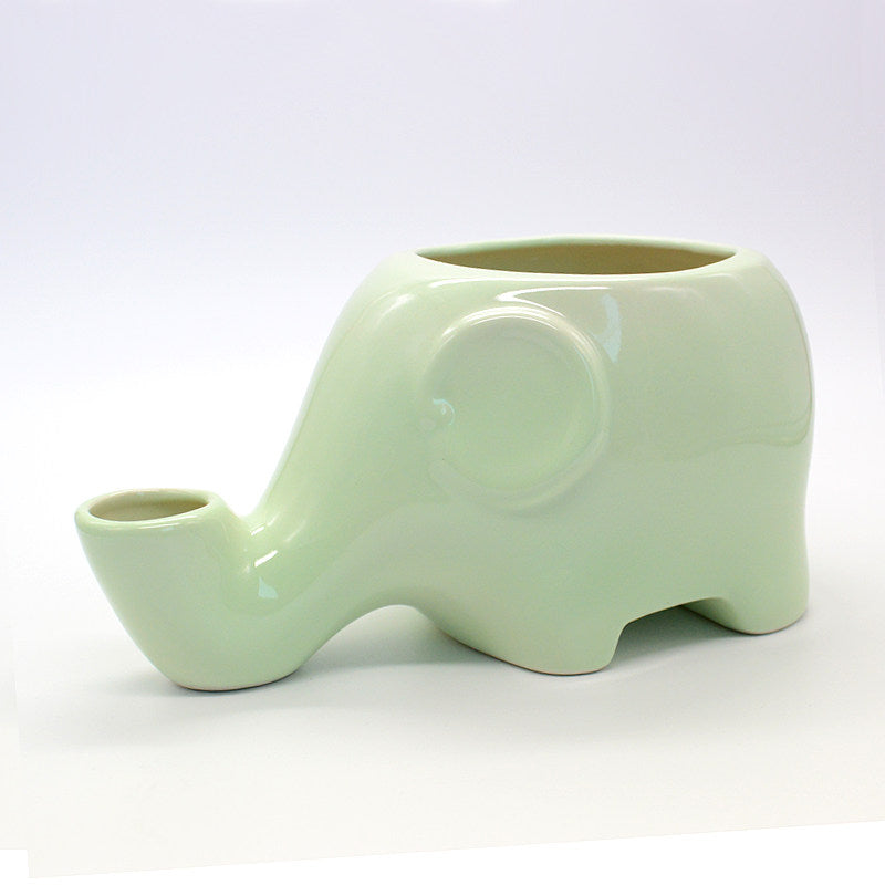 Ceramic Automatic Cat Water Dispenser with Elephant Design and Glass Bottle