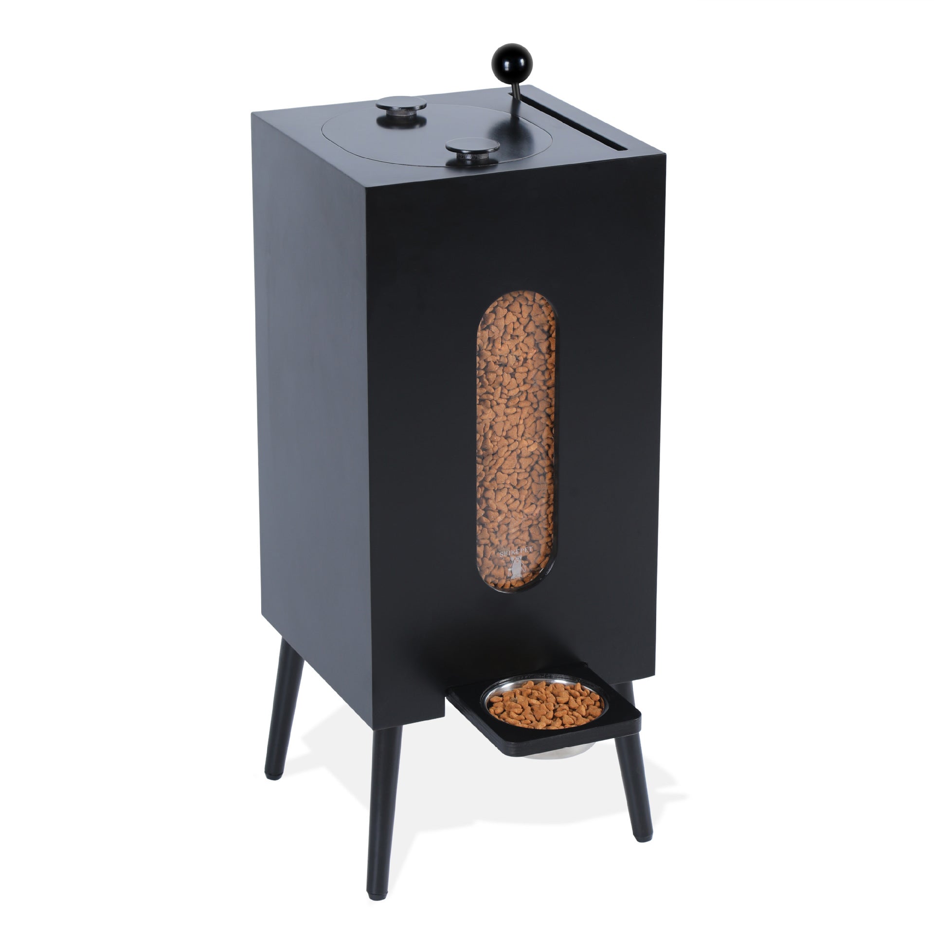 Wooden Pet Feeder with 10kg Food Capacity, Large and Medium Bowls and Two Leg Heights