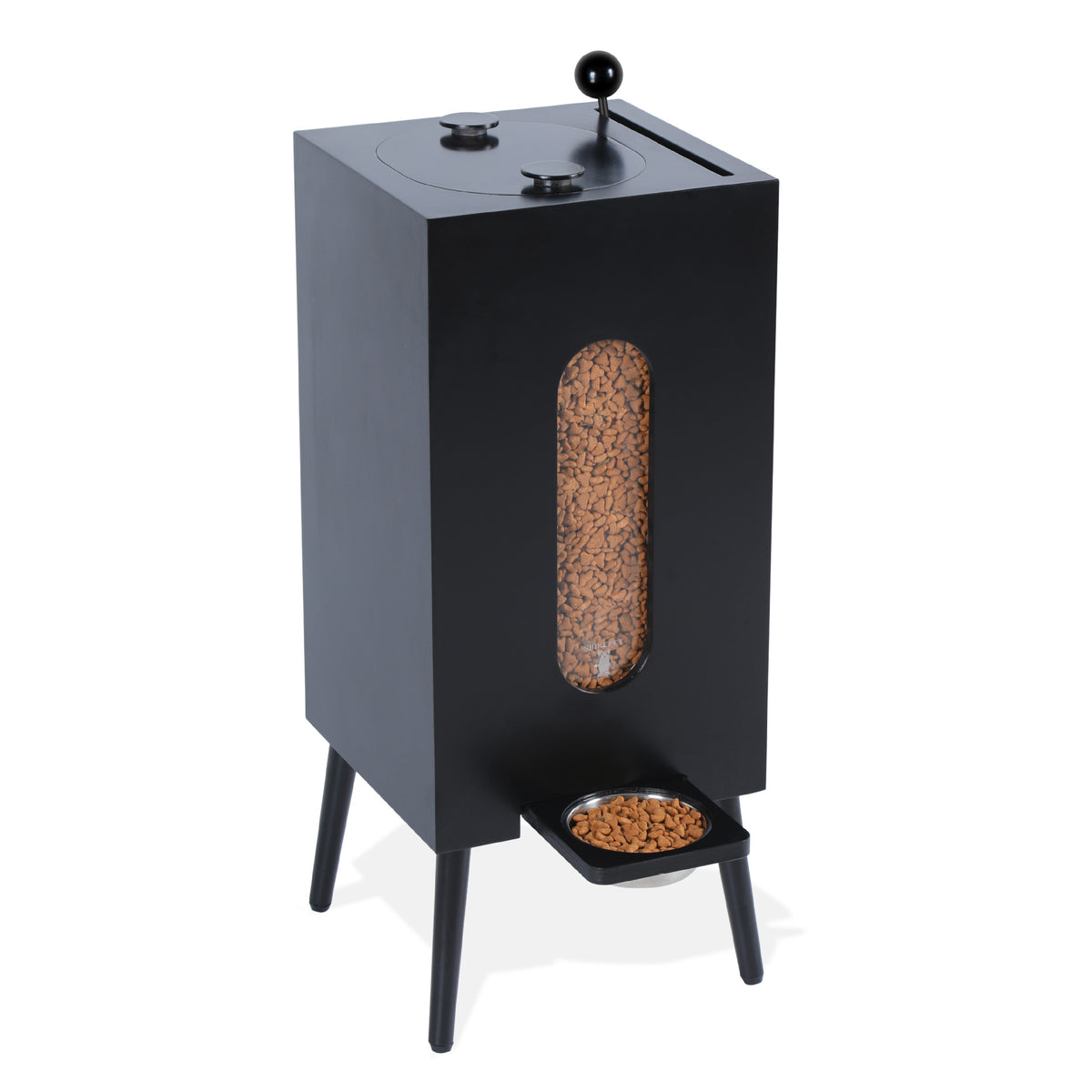 Wooden Pet Feeder with 10kg Food Capacity, Large and Medium Bowls and Two Leg Heights