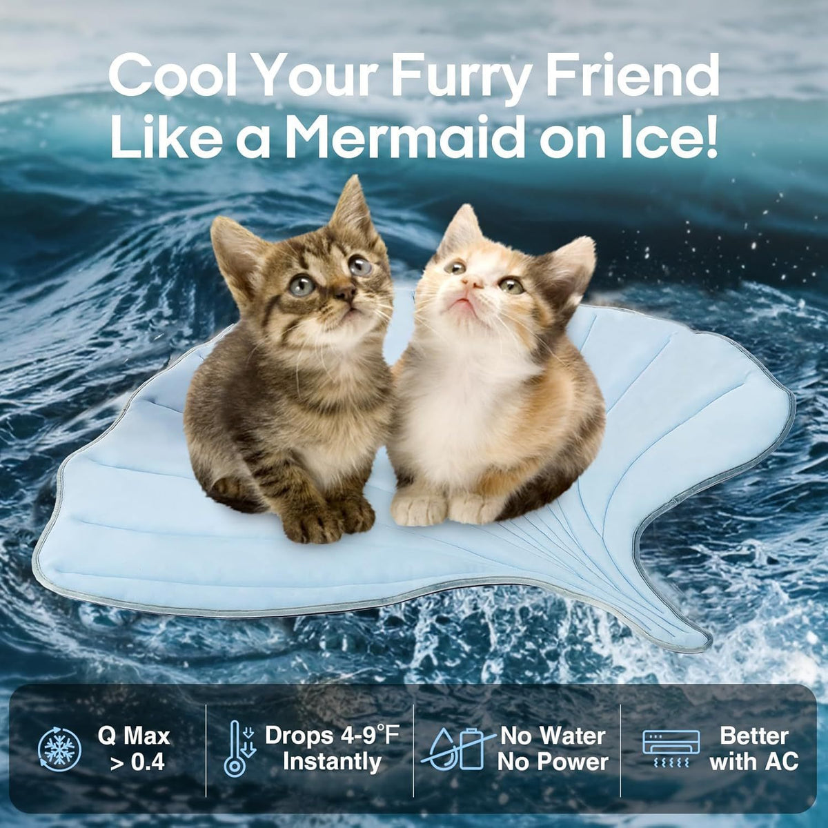 Leaf print cooling ice pad for pets, close-up detail view