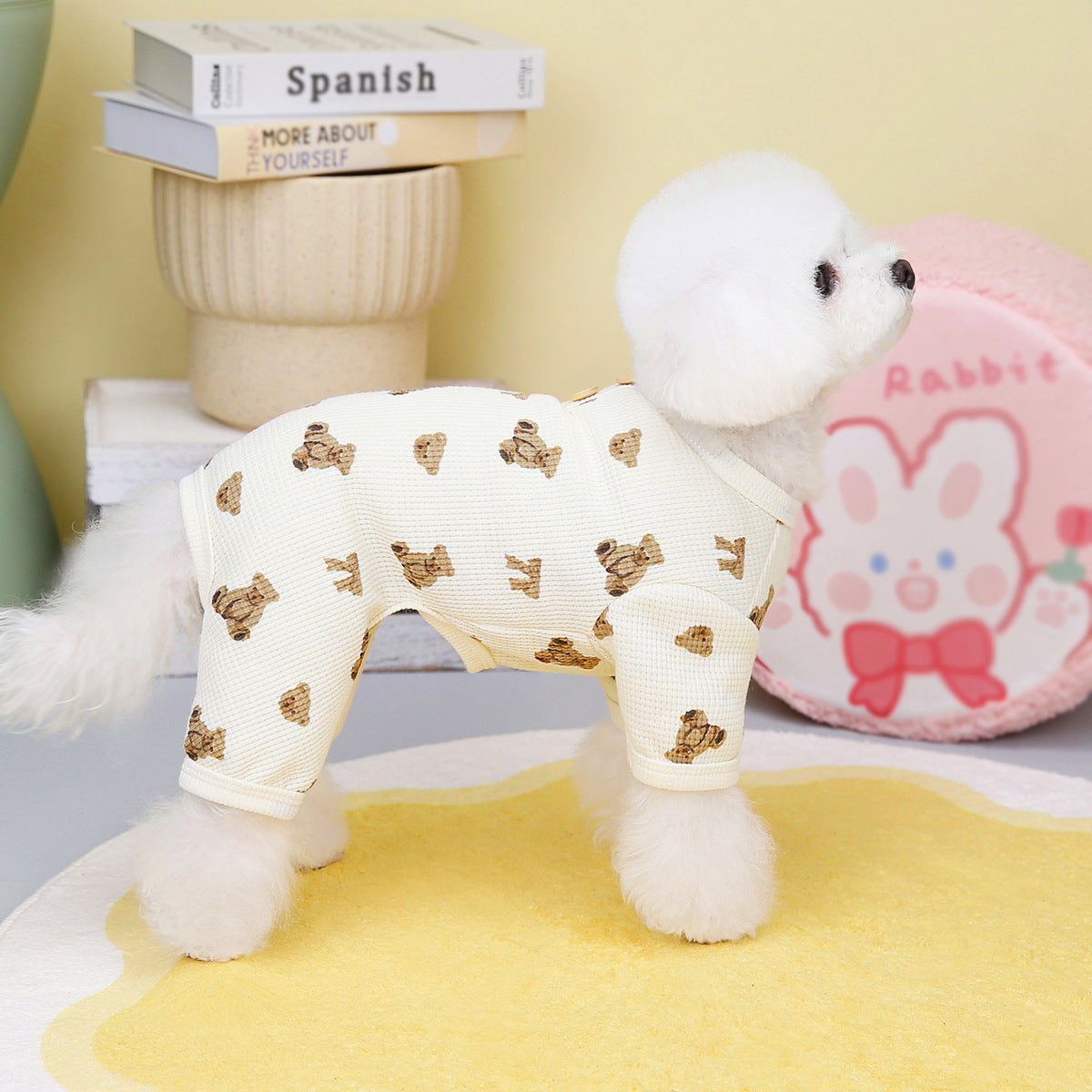 Bear print dog home wear pyjamas in Bear Four-Leg Pyjamas, front view