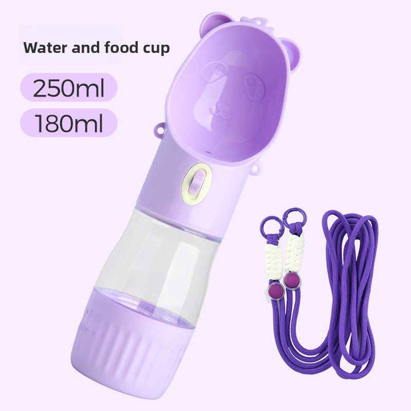 Portable dog water and food cup with strap, extra detail view