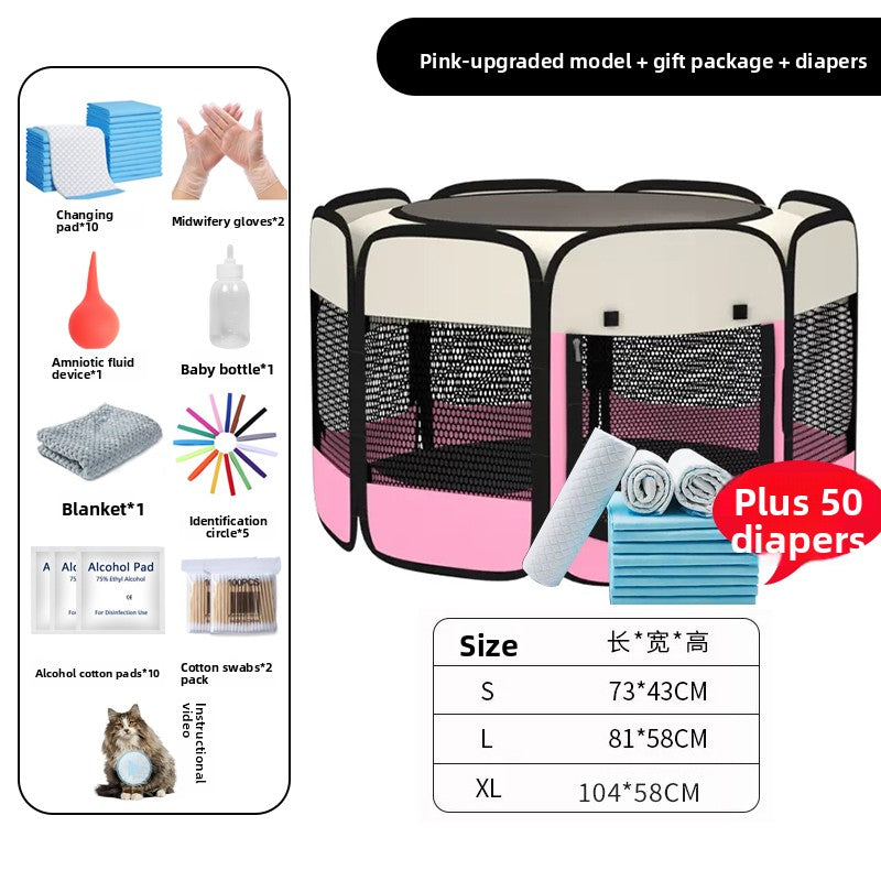 Grey enclosed pet whelping tent with removable pad, photo 39