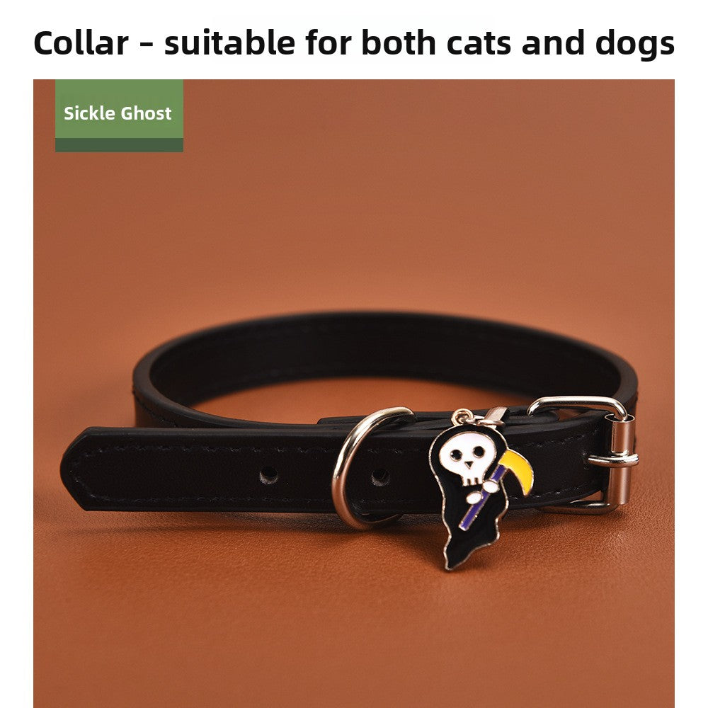 Halloween pumpkin and ghost dog collar, available from Pet Royale UK
