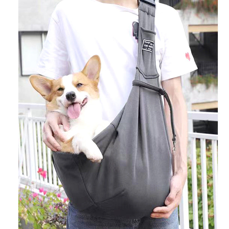 Grey pet sling carrier bag with adjustable shoulder strap, photo 12