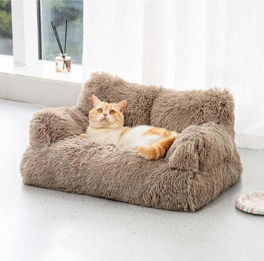 Sky blue removable velvet dog bed in medium size