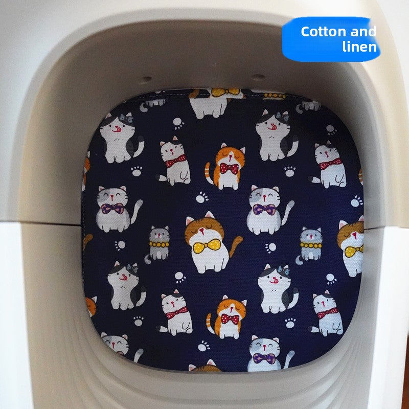 Handmade Cotton Linen Door Curtain for Cat Litter Boxes