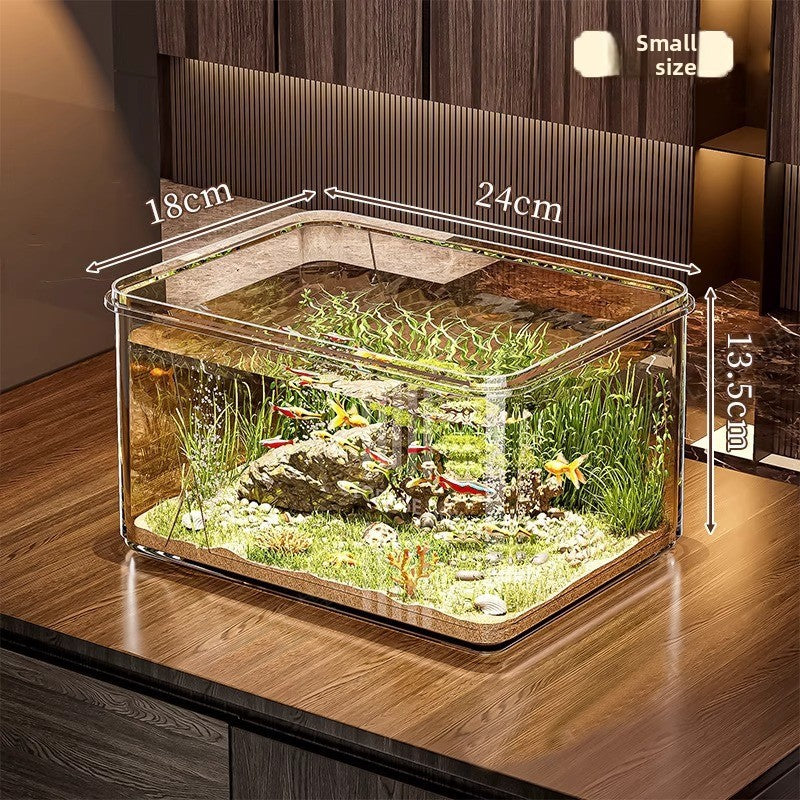 Clear shatterproof PET desktop fish tank for small fish, view 4