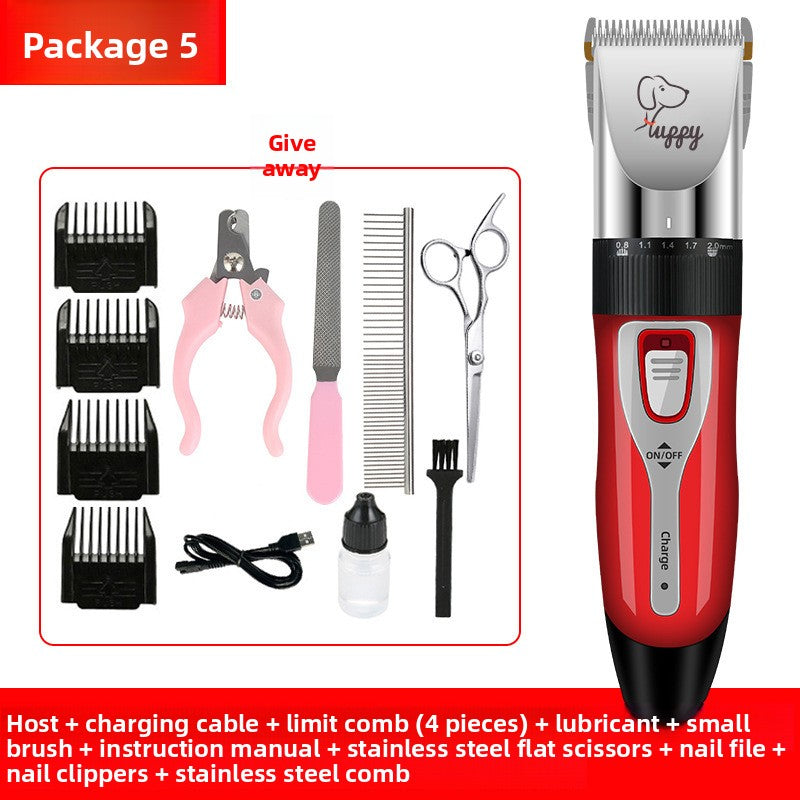 USB Rechargeable Pet Hair Clipper with Ceramic Blade and 4 Combs