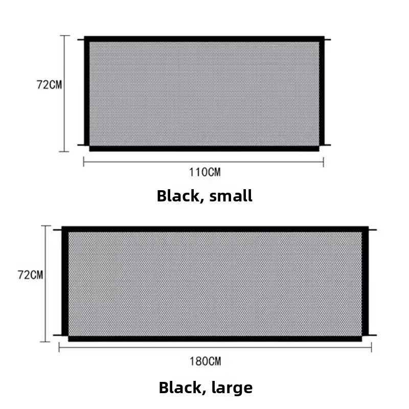 Portable mesh pet barrier net for doorways, further angle view