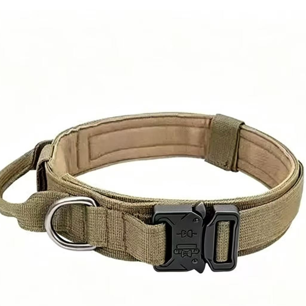 Tactical nylon dog collar with handle, available from Pet Royale UK