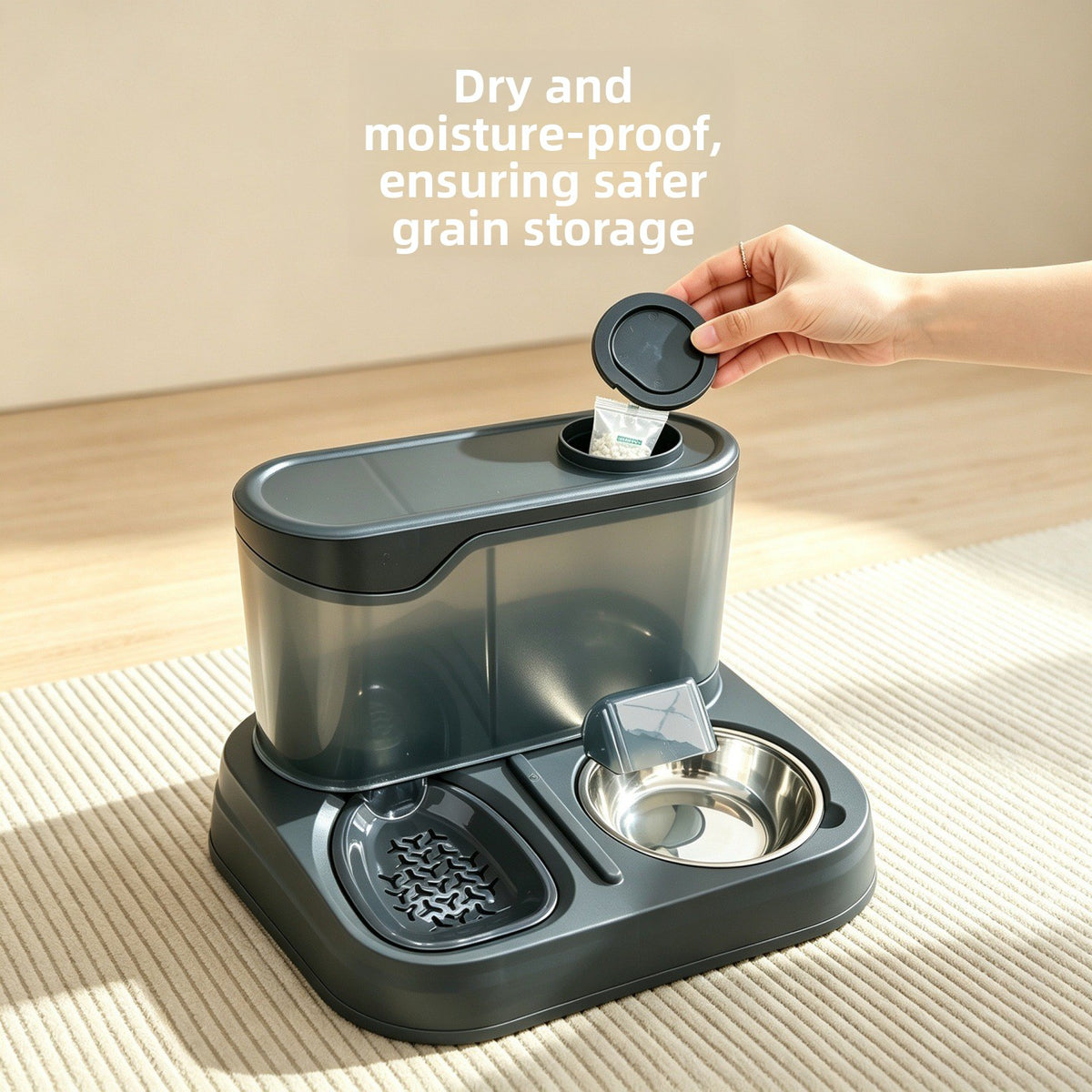 Automatic Pet Feeder and Water Dispenser Combo with Filter System in White or Black