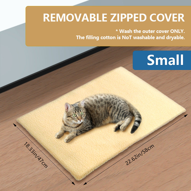 Pink footprint self-heating pet mat for cats and dogs