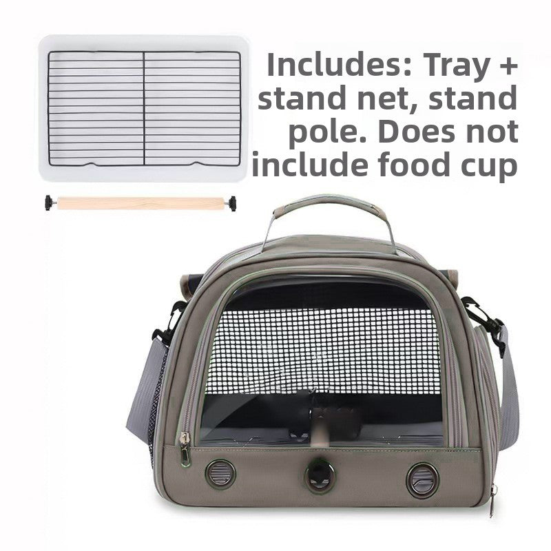 Green breathable bird carrier shoulder bag with mesh windows, view 18