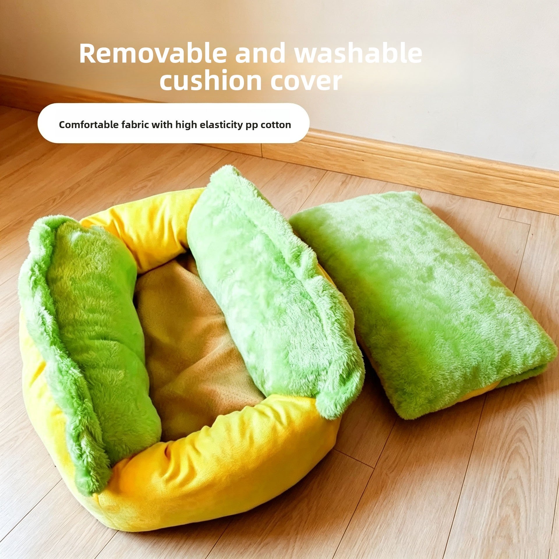 Hot dog shaped pet bed for cats and small dogs, view 3
