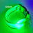 LED nylon pet collar with double-sided glow in Green, side view