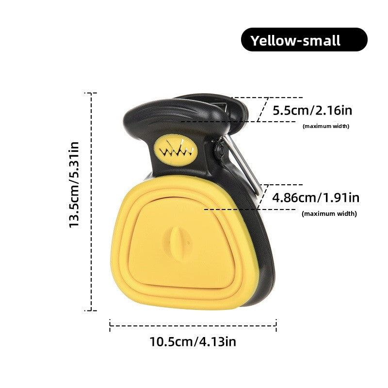 Foldable dog poop scooper with bag holder in Yellow, size Small