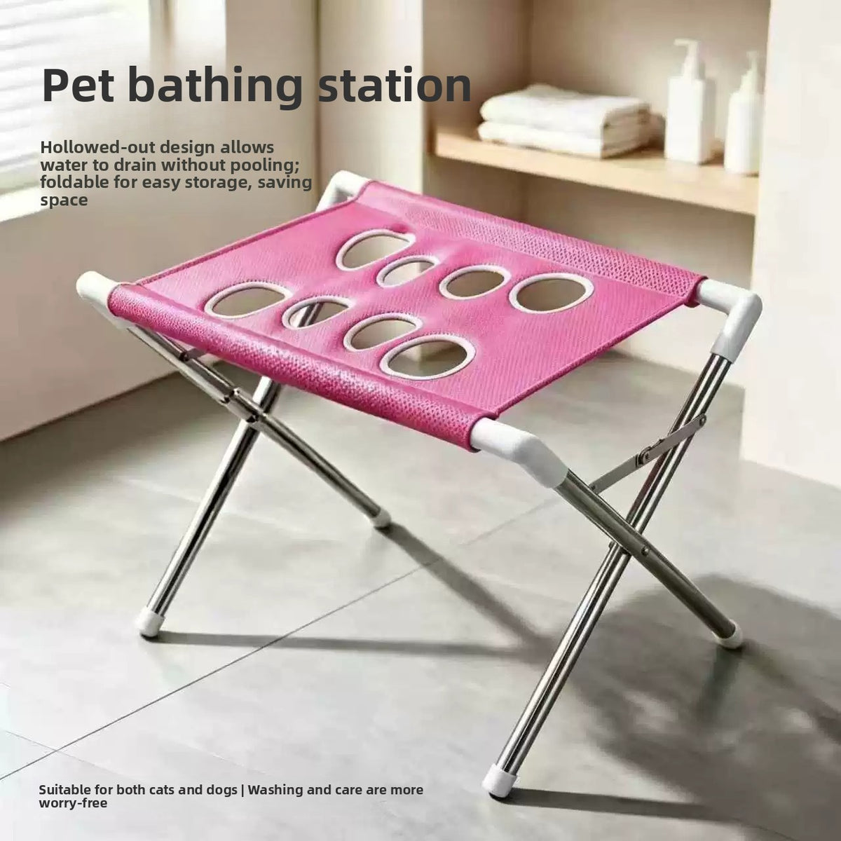 Foldable Dog Bathing and Grooming Stand, Metal Restraint Frame