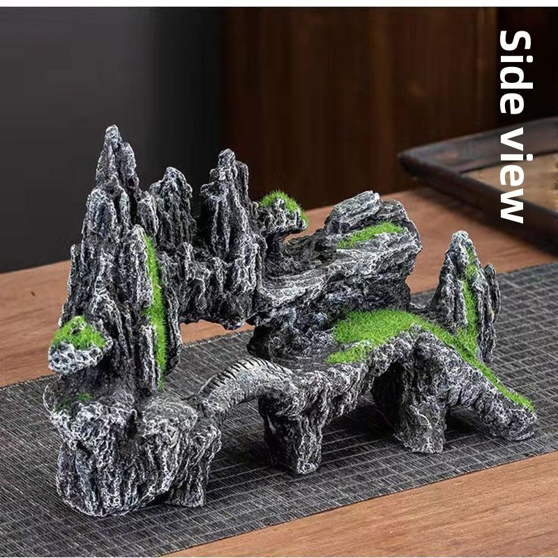 Stone rockery aquarium ornament shaped like mountain peaks