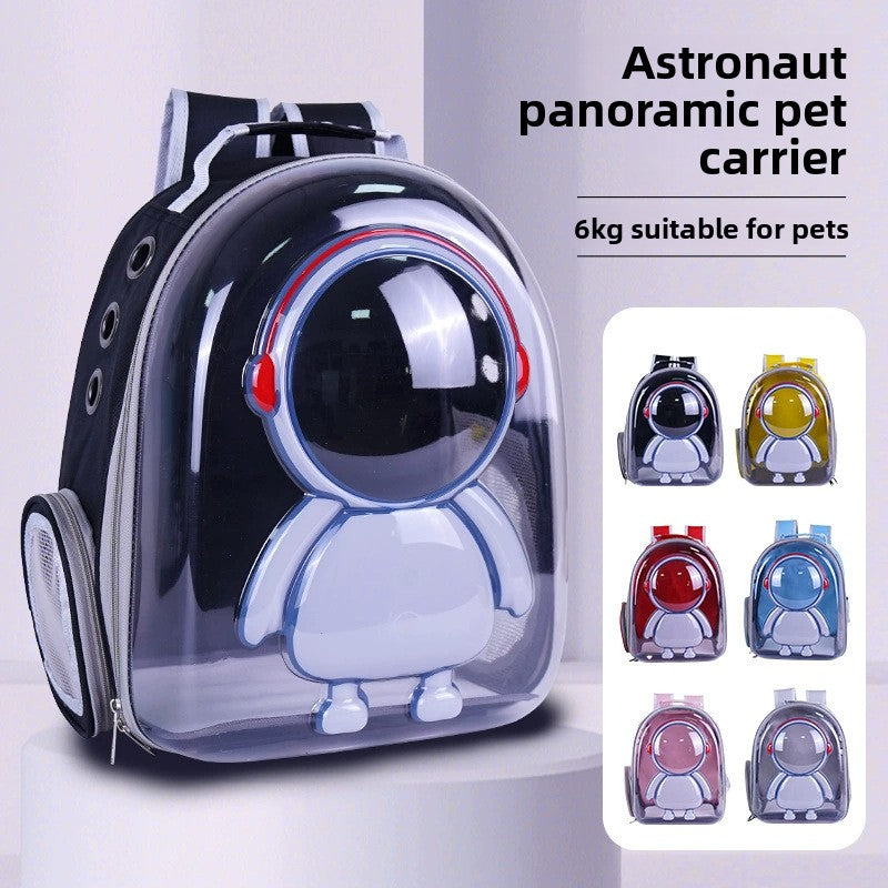Clear capsule pet backpack carrier for cats and small dogs in Black