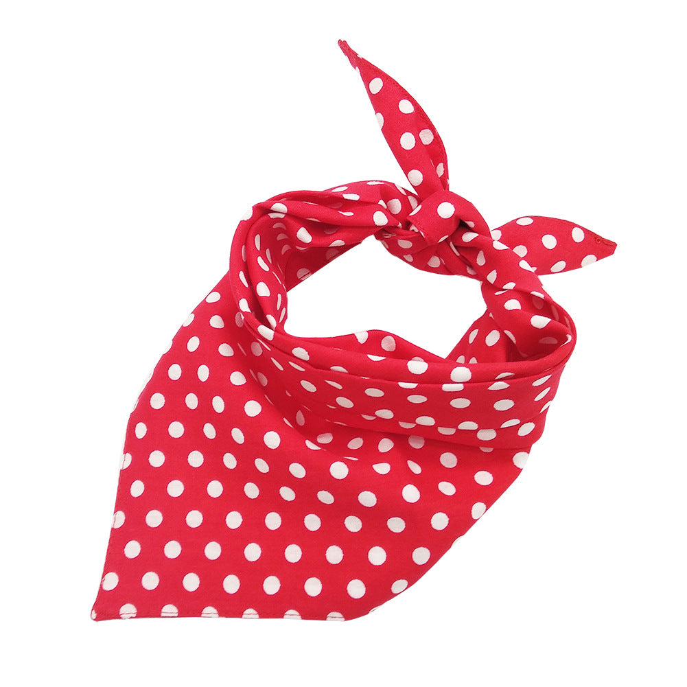 Double-sided dot cotton pet bib in Navy Blue, side view